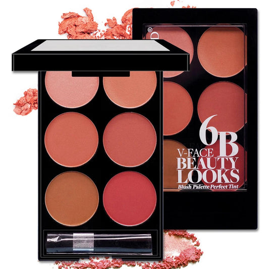 Paleta completa de blush e contorno de 6 cores.